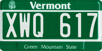 VT license plate XWQ617