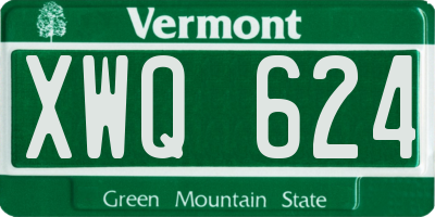VT license plate XWQ624