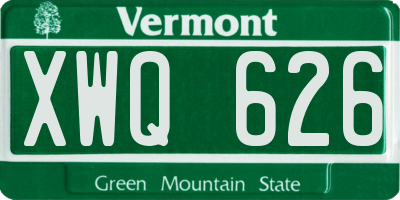 VT license plate XWQ626