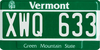 VT license plate XWQ633