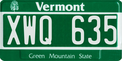 VT license plate XWQ635