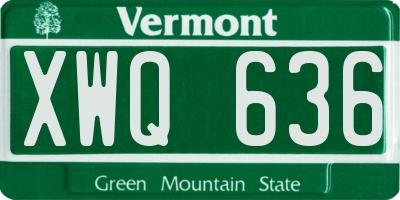 VT license plate XWQ636