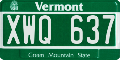 VT license plate XWQ637