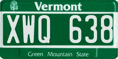 VT license plate XWQ638