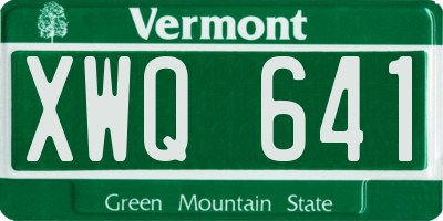 VT license plate XWQ641