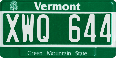 VT license plate XWQ644