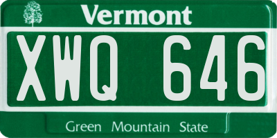 VT license plate XWQ646