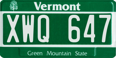 VT license plate XWQ647