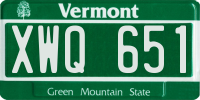 VT license plate XWQ651