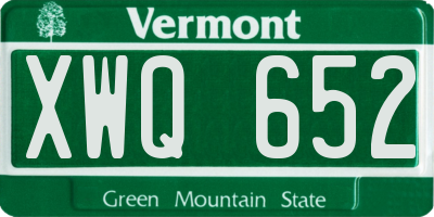 VT license plate XWQ652