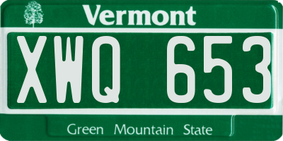 VT license plate XWQ653