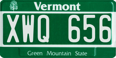 VT license plate XWQ656