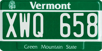 VT license plate XWQ658