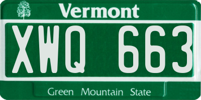 VT license plate XWQ663