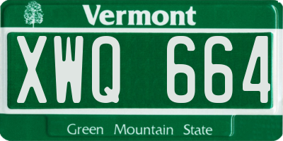 VT license plate XWQ664