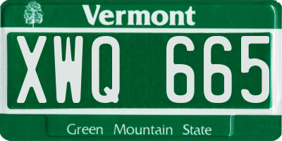 VT license plate XWQ665