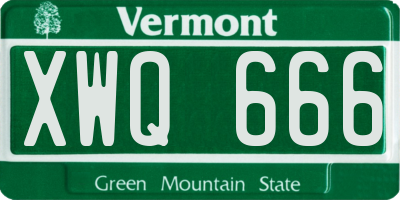 VT license plate XWQ666