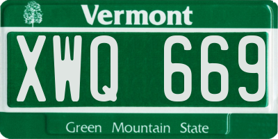 VT license plate XWQ669