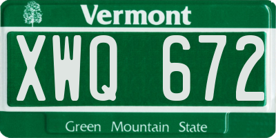VT license plate XWQ672