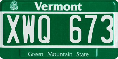 VT license plate XWQ673