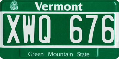 VT license plate XWQ676