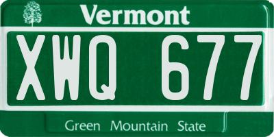 VT license plate XWQ677