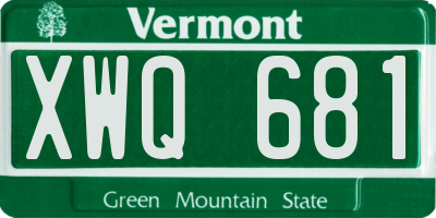 VT license plate XWQ681
