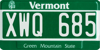 VT license plate XWQ685