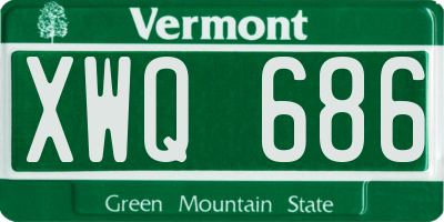 VT license plate XWQ686