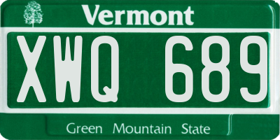 VT license plate XWQ689