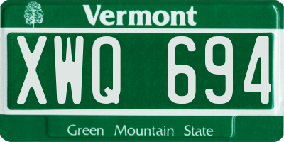 VT license plate XWQ694