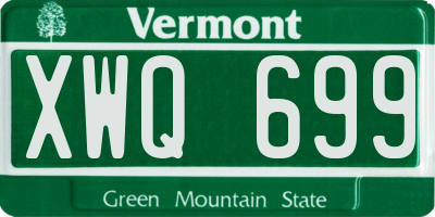 VT license plate XWQ699
