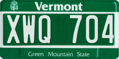 VT license plate XWQ704