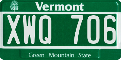 VT license plate XWQ706