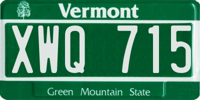 VT license plate XWQ715
