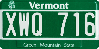 VT license plate XWQ716