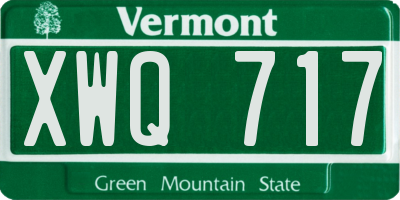VT license plate XWQ717