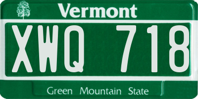 VT license plate XWQ718