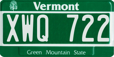 VT license plate XWQ722