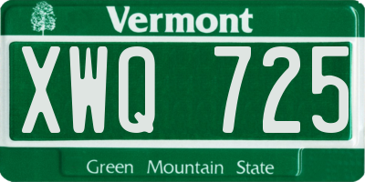 VT license plate XWQ725