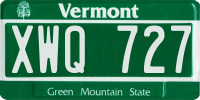 VT license plate XWQ727