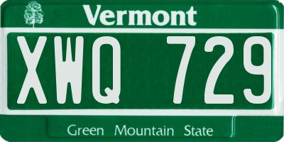 VT license plate XWQ729