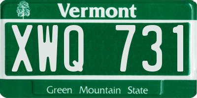 VT license plate XWQ731