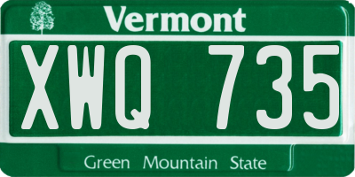 VT license plate XWQ735