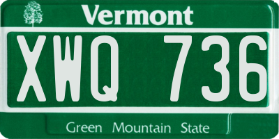 VT license plate XWQ736