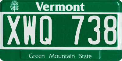 VT license plate XWQ738