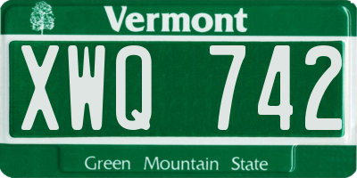 VT license plate XWQ742