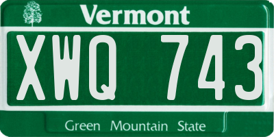 VT license plate XWQ743