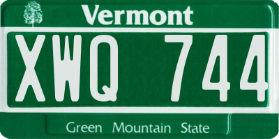 VT license plate XWQ744