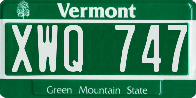 VT license plate XWQ747